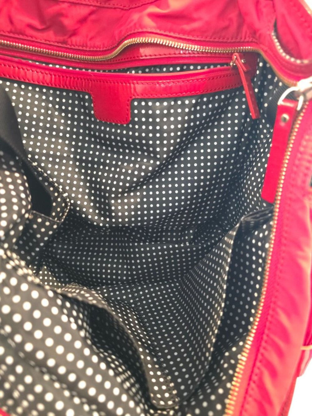 Kate Spade NYC STEVIE Red Nylon Tote Diaper Bag w/ Patent Leather Trim - Picture 9 of 12